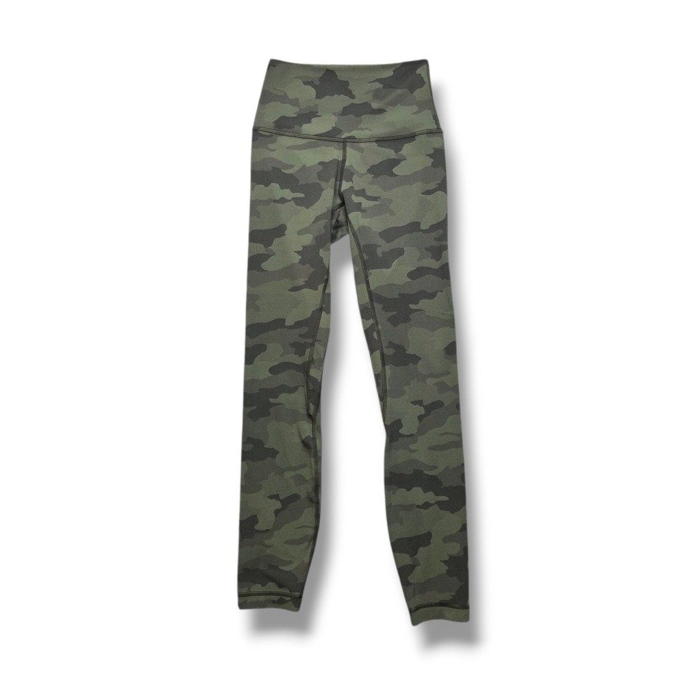 Lululemon Align High Rise Pant‎ 25" Womens 2 Camo Green Twill Multi Nulu W5BVMS